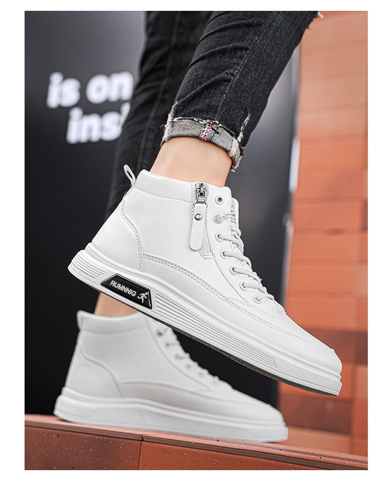 Versatile and trendy high-top shoes, white sneakers, outdoor light and casual shoes, student sports shoes, men's running shoes