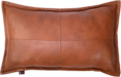 Lambskin Leather Pillow Cover - Dolly Lamb Sofa Cushion Case - Decorative Throw Cover for Living Room and Bedroom, 12x20 Inches