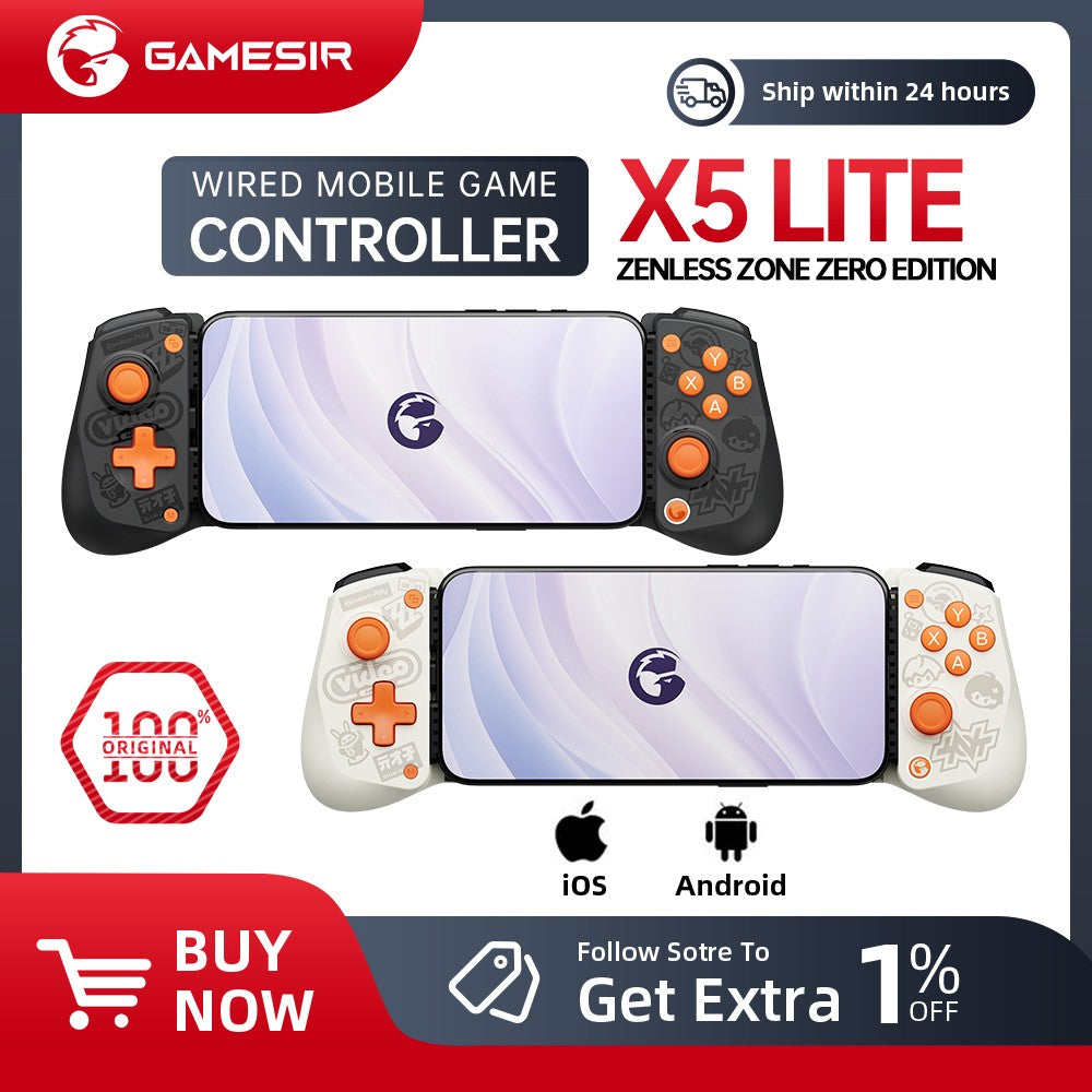GameSir X5 Lite Type-C Wired Mobile Game Controller with Hall Effect Joystick for iphone 15/ Android/ipd mini/Y700