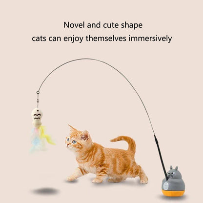 Brinquedo para gato chinchila, engraçado, com fio de aço, varão longo, penas, fofo, para gatinhos, pesca, auto-recreação, para aliviar o estresse