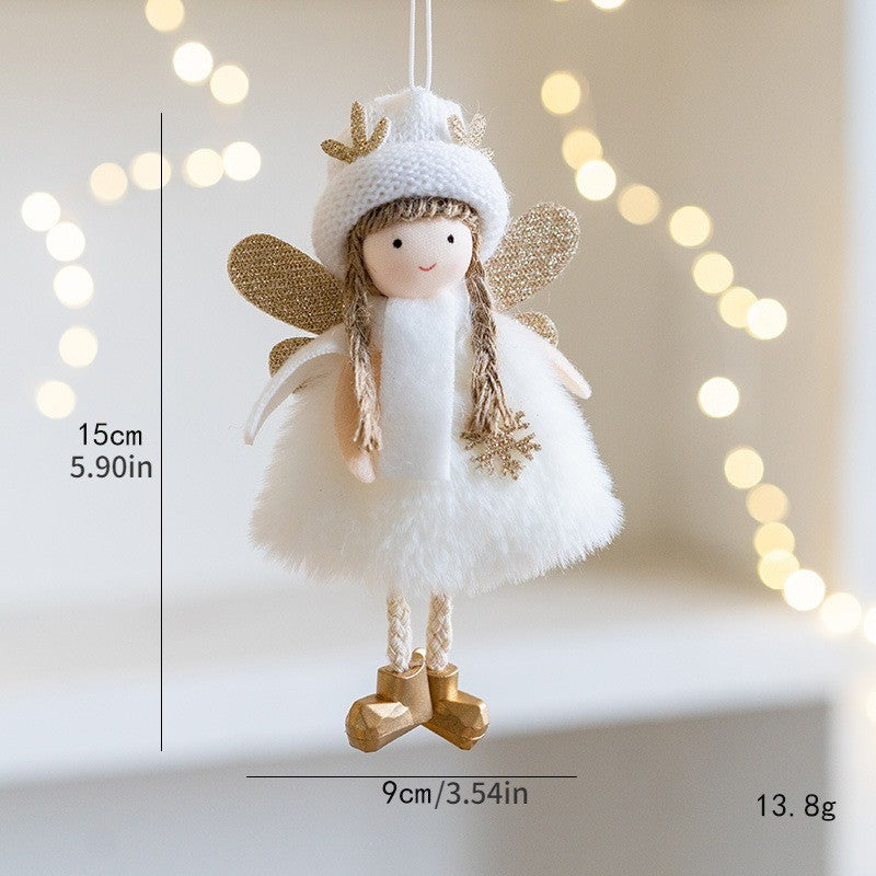 Christmas mesh skirt antlers angel girl doll pendant Christmas tree decoration small pendant children New Year gift