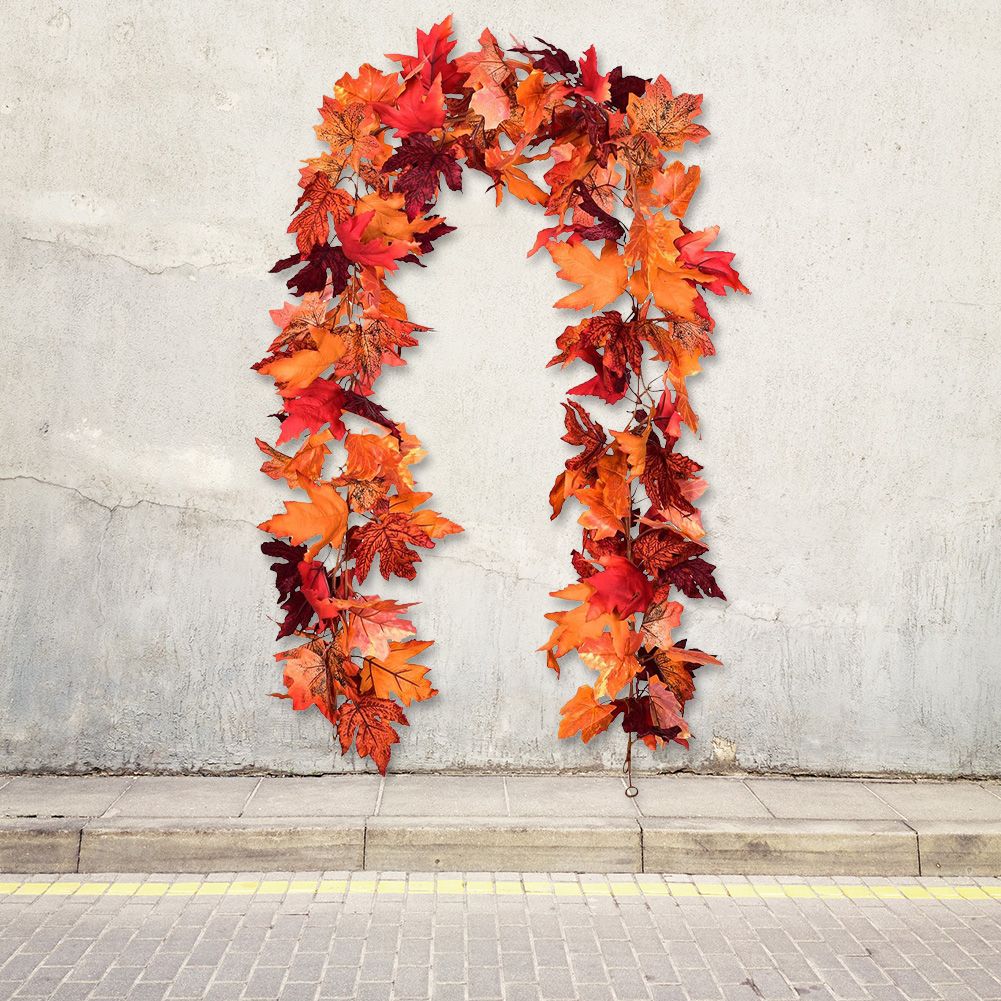 1/2Pcs 175cm Artificial Fall Maple Leaf Garland Fake Plants Autumn Decor Leaves Vine for Thanksgiving Halloween Decoration Gifts