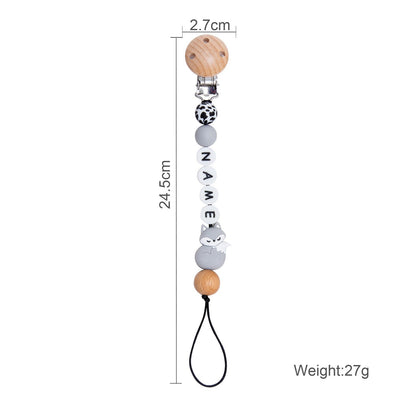 Baby Silicone Leopard animal custom pacifier chain Holder Personalized Name Baby Teether Teething pacifier Chain Clip Kids Goods