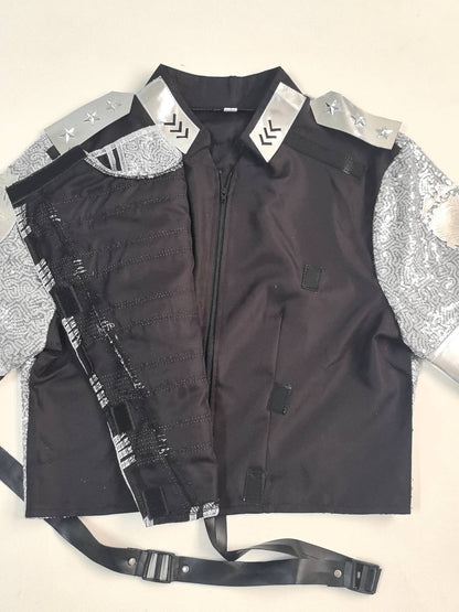 Michael Jackson Inspired Costume Military Sequin Jacket MJ Thriller Stage Performance Outfit Unisex Halloween Party