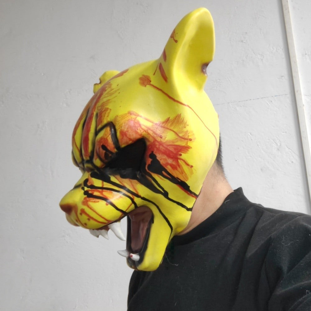 Hotline Miami Tony Tiger Mask Game Cosplay Funny Animal Head Cover Horror Tiger Mask Halloween Party Prop Bloody Tiger Mask