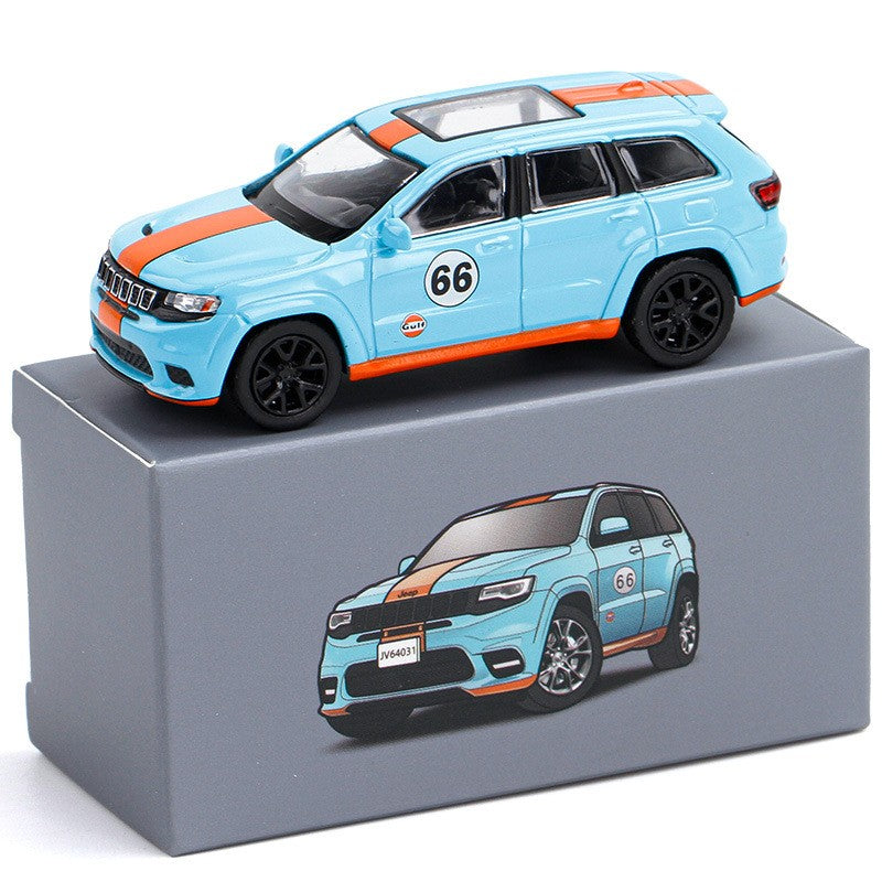 Novidade em Estoque Jkm 1:64 Versão Gulf Jeep Cherokee Liga Miniatura Modelo Diecast Cherokee Jeep Suv Modelo de Carro Brinquedos Personalizados Presente para Crianças