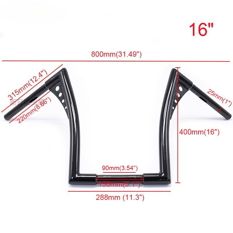 Guidões de motocicleta Glide de 10/12/14/16 polegadas para Harley 883 883n 883XL 1200 Hardman Soft Tail HONDA Iron Horse