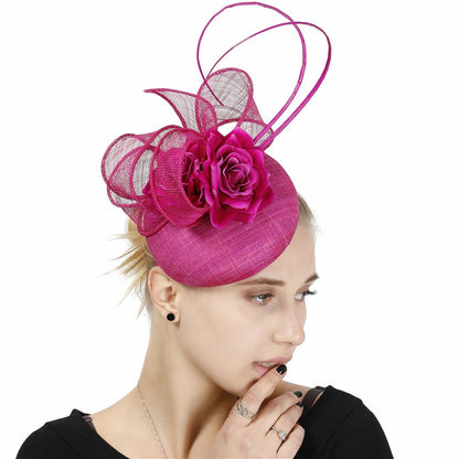 Fascinator de Casamento Sinamay de 4 Camadas de Ótima Qualidade Chapéu para Casamento Elegante Mulheres Moda Acessório de Cabelo Chapeau de Festa e Jantar