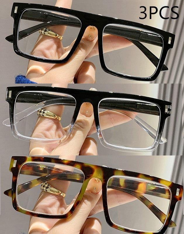2/3PC New fashion large frame reading glasses trendy square frame rice nail middle-aged and elderly goggles reading glasses 2231