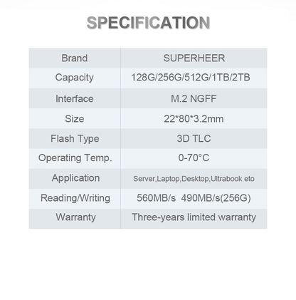 SSD SUPERHEER M.2 SATA 512 GB SATA3 Solid State Drive 256 GB 128 GB 1 TB 2 TB 2280 mm NGFF Disco Rígido para Notebook