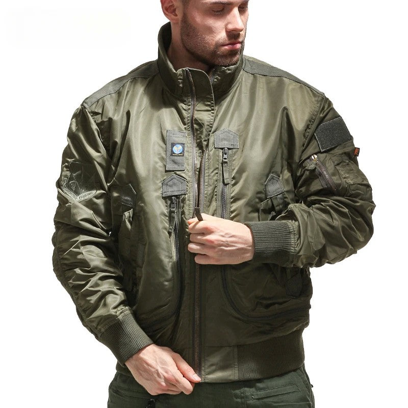 Men's pilot jacket men's air force MA1 baseball jacket spring and autumn casual youth trend military fan stand up collar jacket