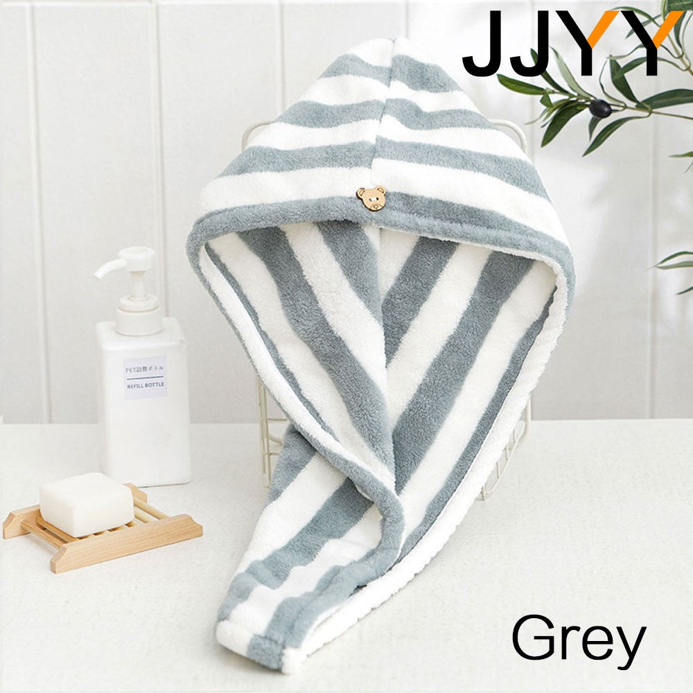 JJYY Towel Bathroom Absorbent Women Adult Quick-Drying Bath Thicker Shower Long Curly Hair Cap Dry Head Hair Towel Microfiber