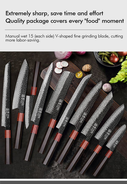 F.YOUNG Faca Japonesa de Chef Aço Damasco Profissional Facas de Cozinha Utilitário Sashimi Fatiar Carne Utensílios de Cozinha Forjados à Mão