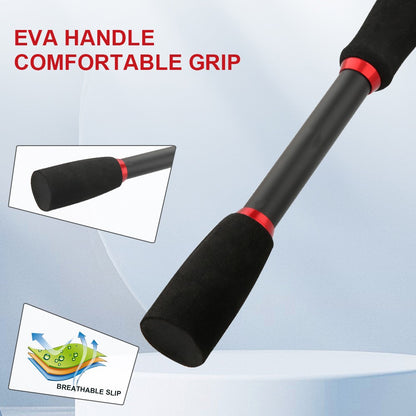 Vara de Pesca de Carretilha / Molinete de Fibra de Carbono Ultraleve Ação Rápida Cabo Ergonômico Compatível com Água Salgada e Doce