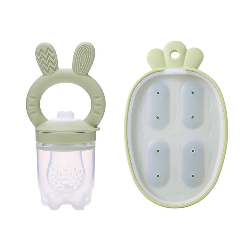 Silicone Baby Fruit Feeder With Cover Fruit Vegetable Food Supplement Bite Soother Nibbler Feeding Tableware Teething Pacifier