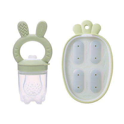 Silicone Baby Fruit Feeder With Cover Fruit Vegetable Food Supplement Bite Soother Nibbler Feeding Tableware Teething Pacifier
