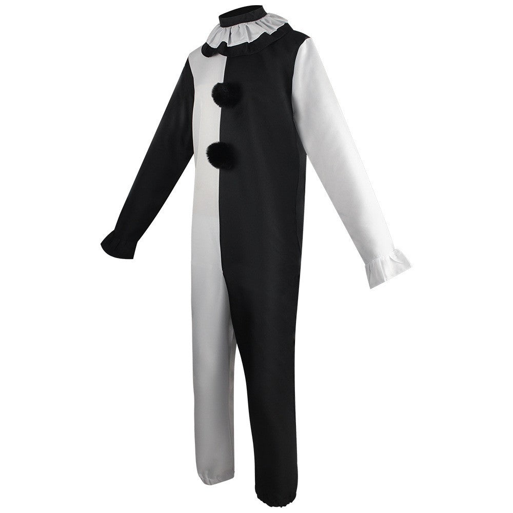 Terrifier Clown Cosplay Costume Black White Jumpsuit Dress for Men Women Halloween Horror Party Role Play Outfit Carnival Dress