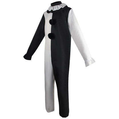 Terrifier Clown Cosplay Costume Black White Jumpsuit Dress for Men Women Halloween Horror Party Role Play Outfit Carnival Dress