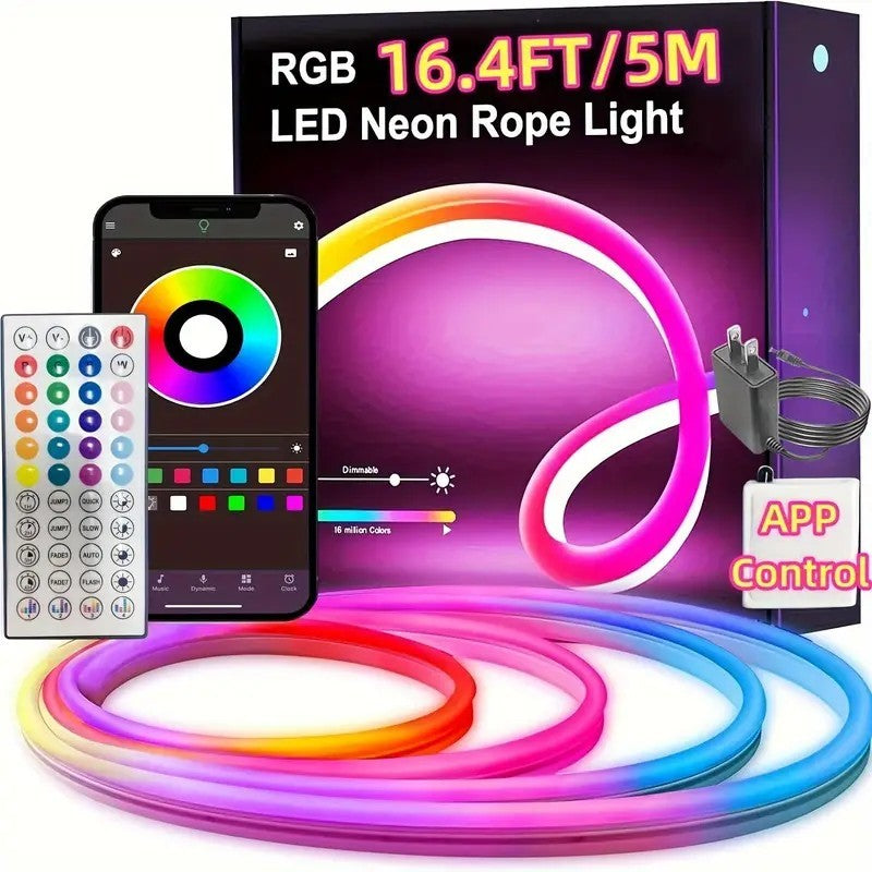 DC 24V RGB Neon Led Strip Light With Bluetooth 30 Meters Outdoor IP65 Waterproof Neon Rope Lights App Remote Control Band
