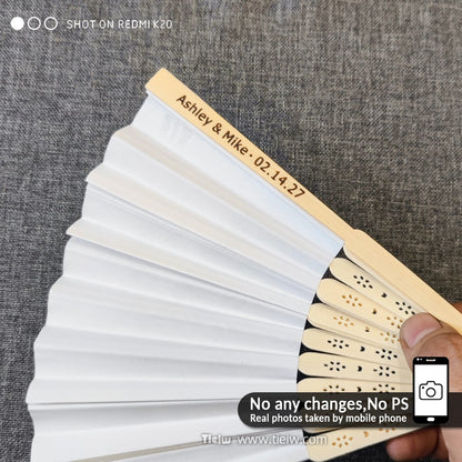 Custom Wedding Fans-Hand Fan For Bridal Shower Beach And Summer Wedding Favors-Personalized Rustic And Elegant Wooden Fan