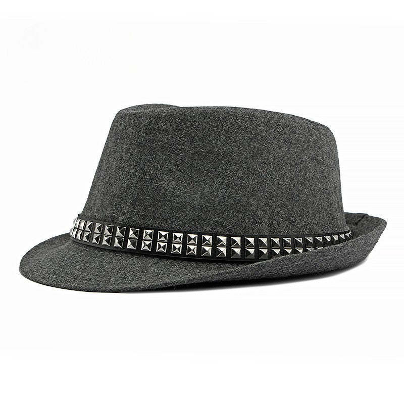 British Retro Jazz Hat Men's Autumn New Black Gentleman Hat Hip-hop Rivet Top Hat Women's Performance Hats
