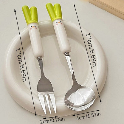 Cutlery Cartoon Onion Spoon Fork Chopsticks Sets Portable Lunch Tableware Stainless Steel Travel Dinnerware Kitchen Accessories