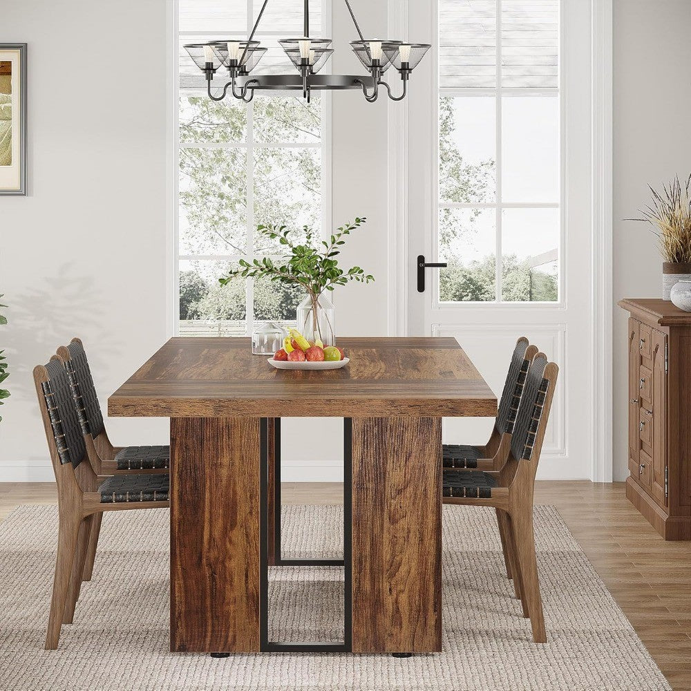 71" Large Dining Table for 6 to 8 People, Rustic Farmhouse Style Dinner Table, Rectangular Dining Table for Kitchen,