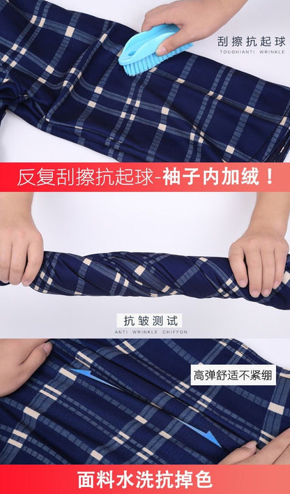 2025 Men's Winter Warm Long Sleeve Plaid Shirts Flannel Fur Lined Thick Formal Shirts Fleece Casual Shirt for Men Dress Shirts