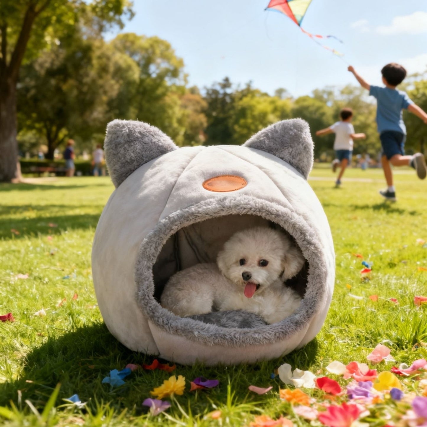 Cama Semiconcha para Pets Mais Vendida - Casinha Quente e Aconchegante para Gatos e Cães Pequenos Durante Todas as Estações