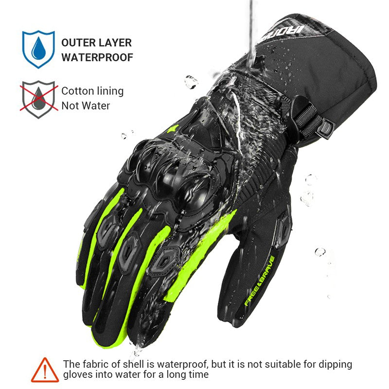 Luvas de motocicleta de inverno impermeáveis quentes masculinas dedo completo luvas de moto tela sensível ao toque para pilotagem de motocicleta