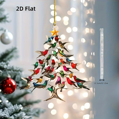 3pcs Hummingbird Christmas Tree Ornament Creative Hummingbird Hanging Tree Ornaments for Indoor/Outdoor Christmas Festival Decor