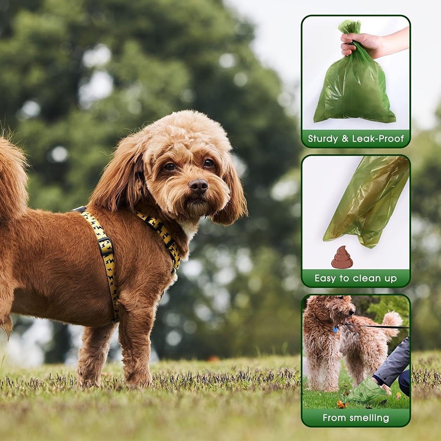 36 rolos de 540 sacos para dejetos de cachorro, à prova de vazamento, com estampa de pata, para limpeza de pets e uso externo