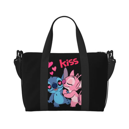 Custom Large SLilo And Stitch Cartoon Tote Bag Women Anime Shopping Shoulder Beach Gym Travel Bag