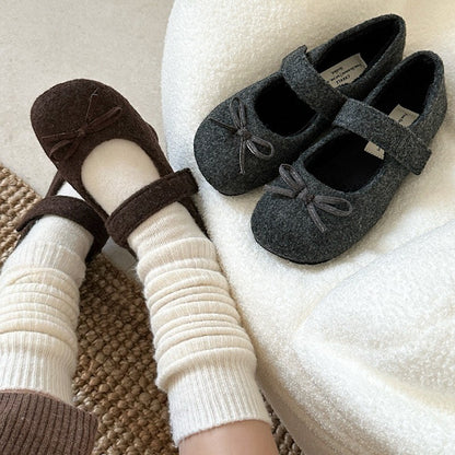 Autumn Woolen Fabric Women Flats Shoes Fashion Shoes Ladies Comfort Outdoor Warm Cotton Fur Shoes