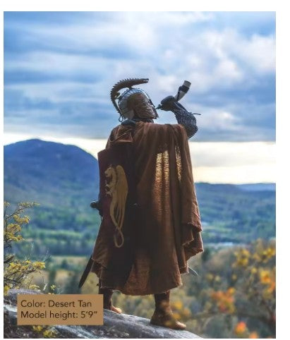 Joukavor Renaissance Hooded Cape Medieval Linen Cloak with Hood for Women Men
