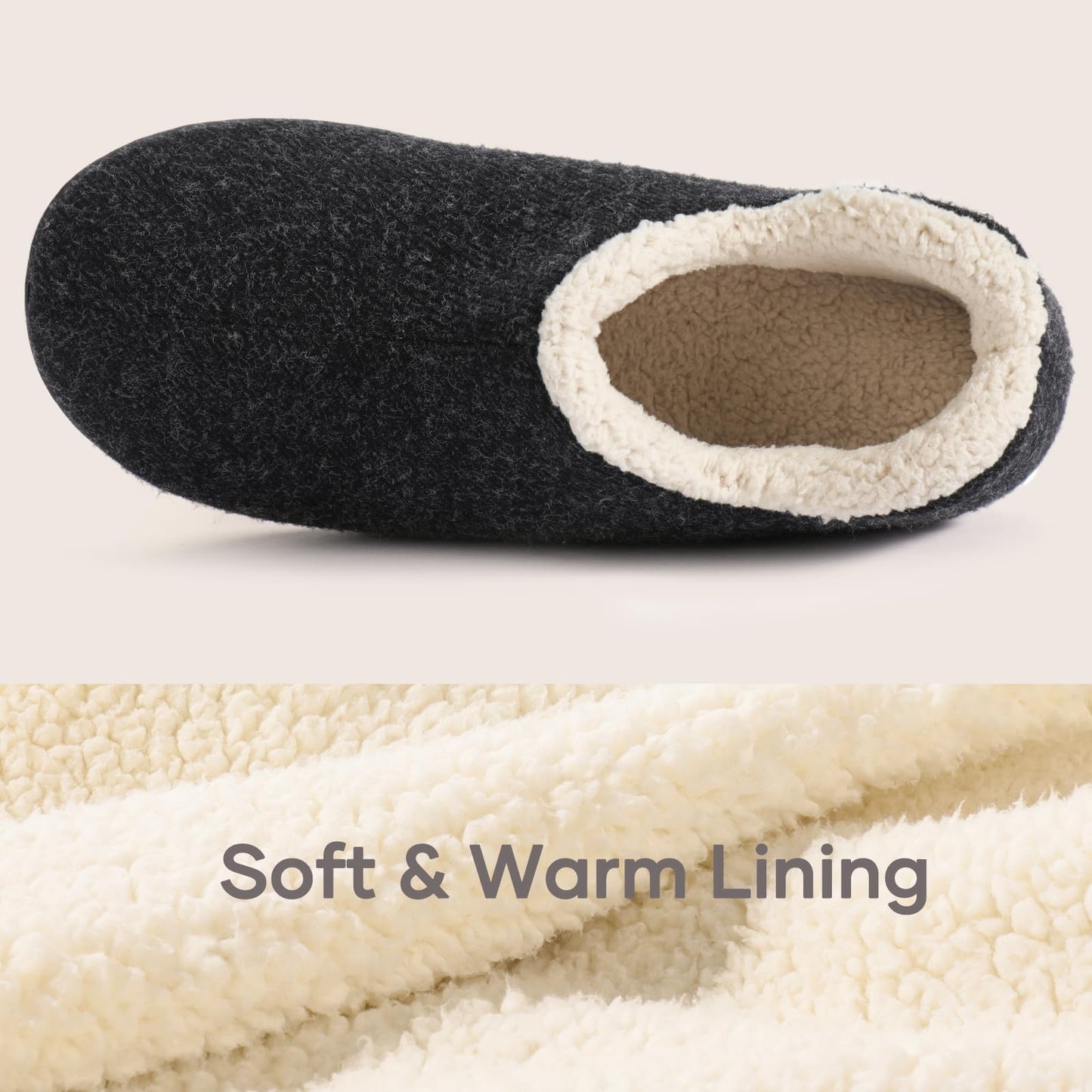 Kidmi Women's Cozy Faux Fleece Slippers Classic Plush Women Shoes Outdoor Closed Non-Slip Rubber Shoes Winter Women House Shoes