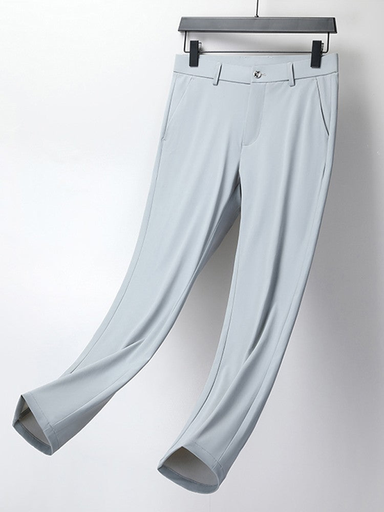 Summer Men's Casual Pants Korean Fashion Light Cool Ice Silk Stretch Golf Pants Slim Fit Suit Pants Male Office Formal Trousers