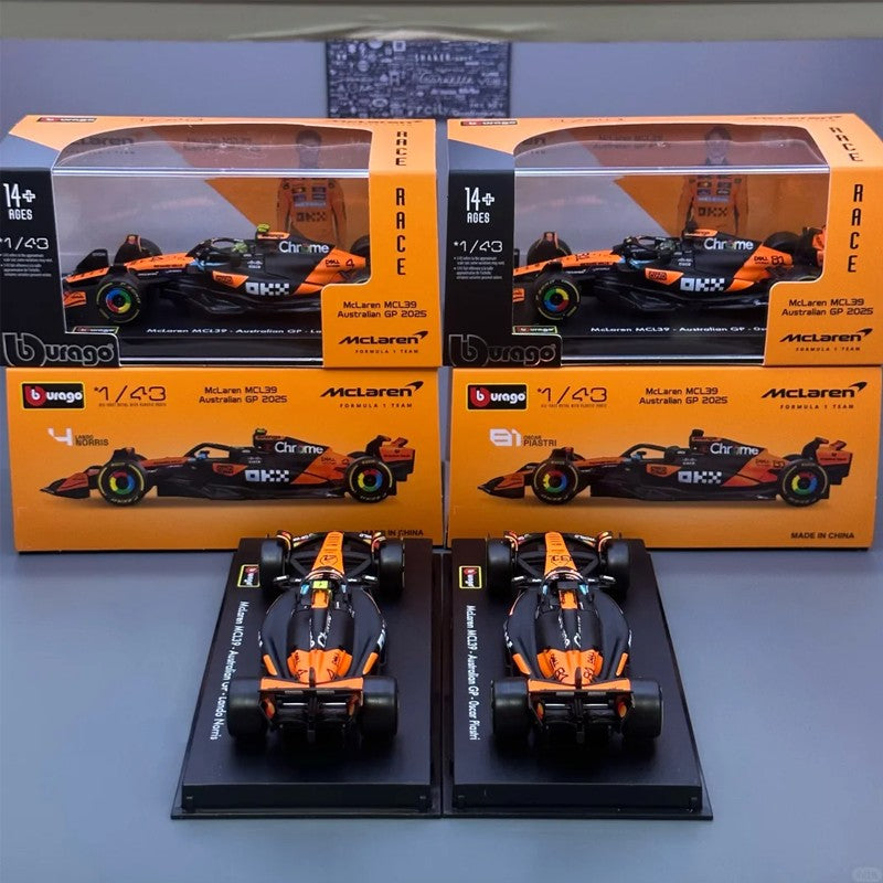 Novo Estoque Bburago 2025 F1 1:43 Sf-25 Leclerc Hamilton Rb21 Verstappen Mcl39 W16 Versão Capacete Modelo Miniatura de Liga Brinquedos Personalizados
