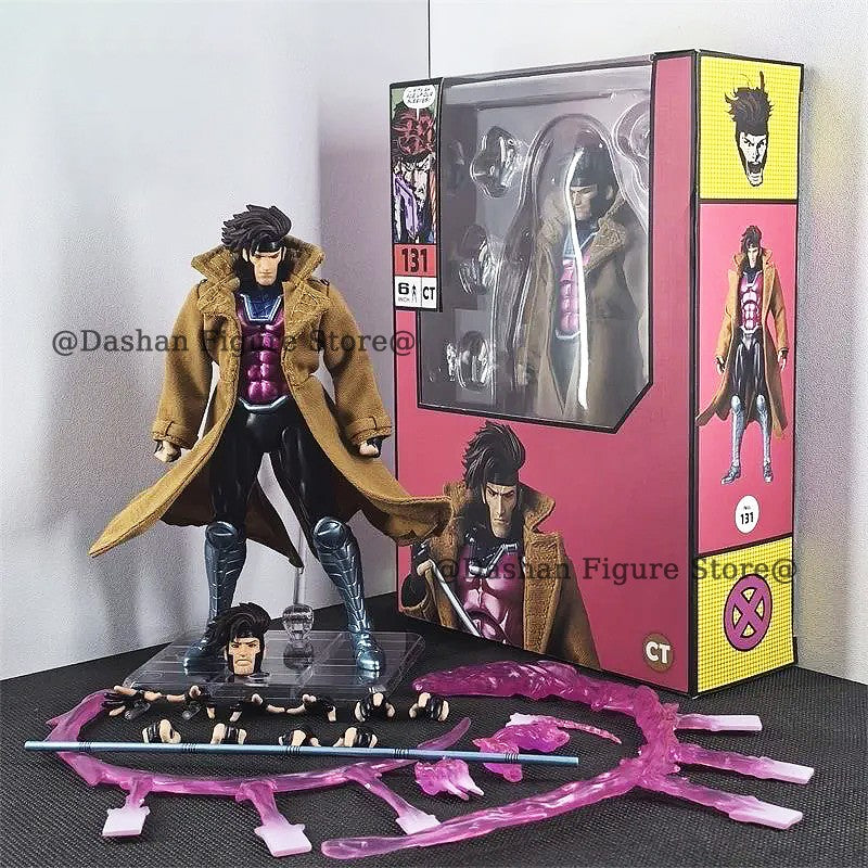 CT Toys X-Men Gambit Boneco de Ação 17cm PVC Colecionável Articulado Versão COMIC. Mafex 131 X-Men Remy Etienne LeBeau Figura de Ação Modelo Brinquedo
