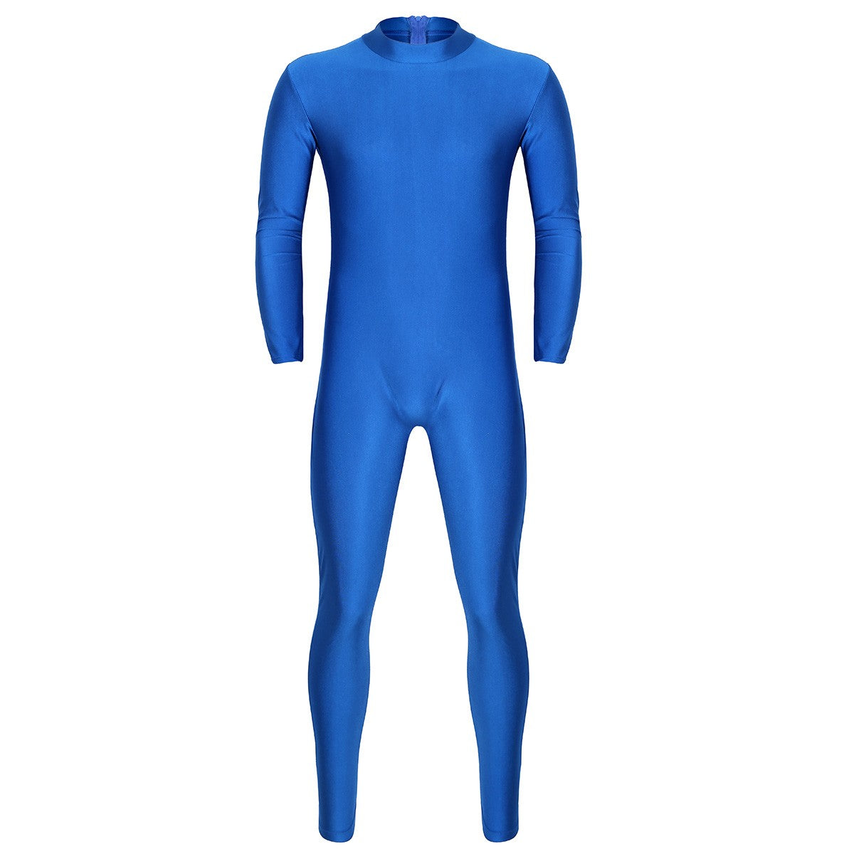 Mens Full Body Spandex Zentai Suit Black Long Sleeve Unitard Adult Zipper Back Footless Ballet Dancewear Bodysuit Costumes