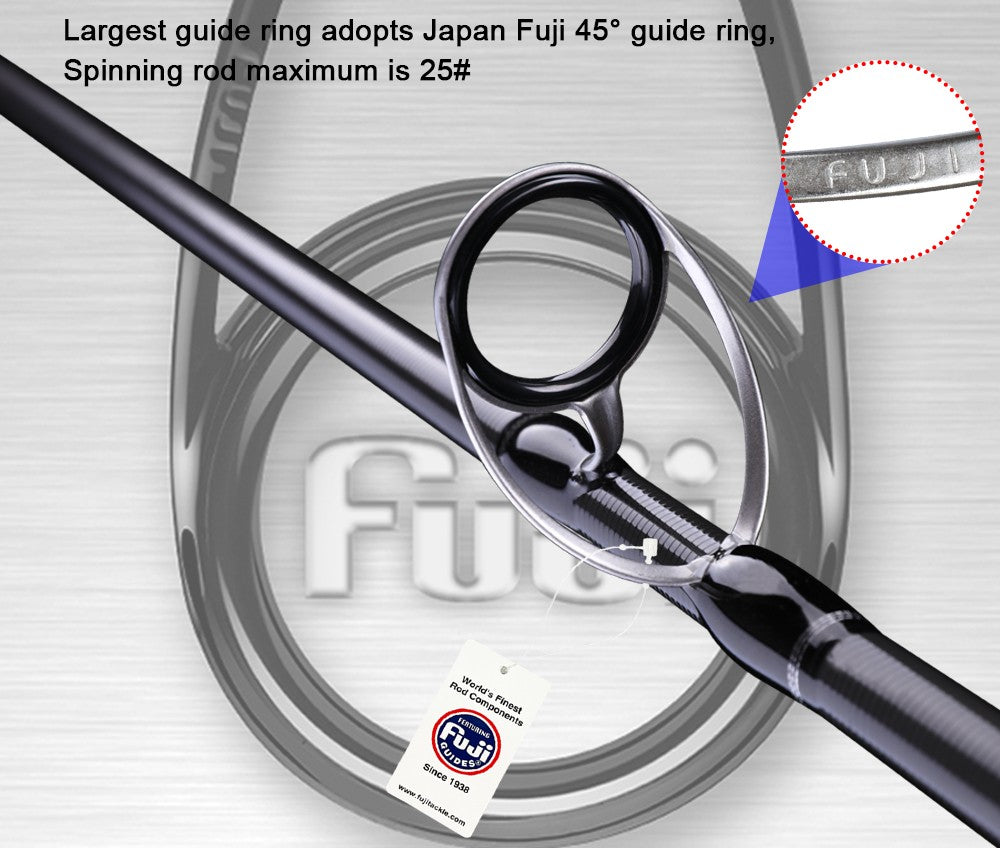 BIUTIFU Varas de Pesca Fuji para Spinning e Casting 1.98/2.1/2.4/2.7/3.0/3.3m Carbono T800 2 Pontas ML/M/MH/H Isca 5-80g Carretilha Vara Rápida