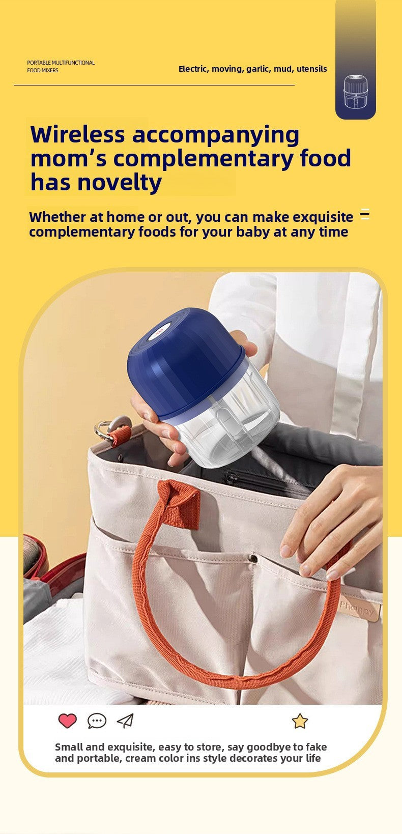 Electric Garlic Masher Garlic Grinder Onion Chopper 260ML Meat Grinder Ginger and Chili Grinder Kitchen Vegetable Blender