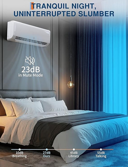 Ar Condicionado Split Mini 12.000 BTU com Bomba de Calor 18.5 SEER Refrigera até 70 m², Inversor CA com Controle Remoto Eficiente em Energia