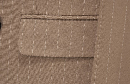 Blue Pinstripe Men's Double-breasted Suit Two-piece, Wedding/Party/Business Dress Jacket and Pants, Red Gray Male Sets M-4XL 5XL