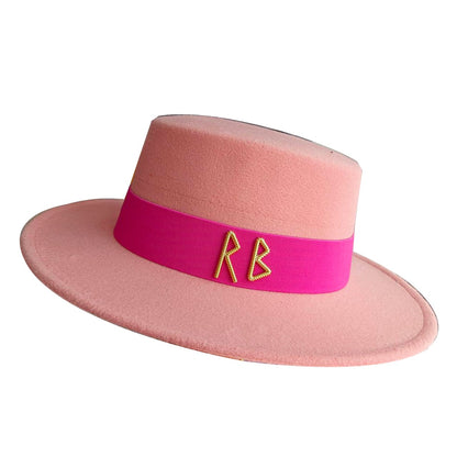 Fedora Chapéu de Copa Reta Chapéu de Outono/Inverno Chapéu RB Britânico Francês Chapéu de Copa Reta Chapéu Punk Jazz Chapéu de Aba Larga Gorras ??
