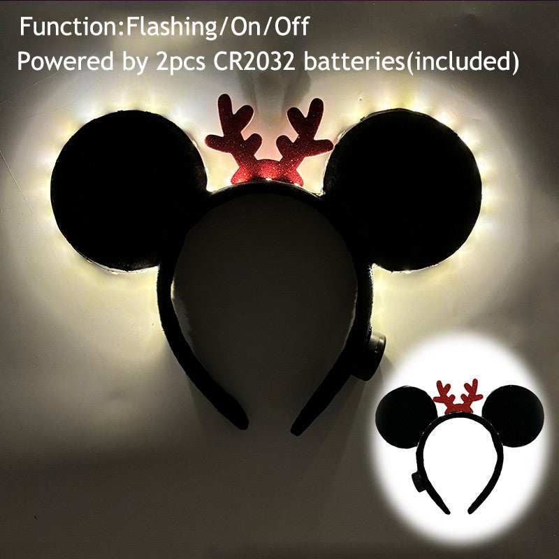1/2pcs LED Glowing Neon Mouse Ears Headband Girls Festival Headbands Mickey Hairband Children Birthday Party Hair Accessories