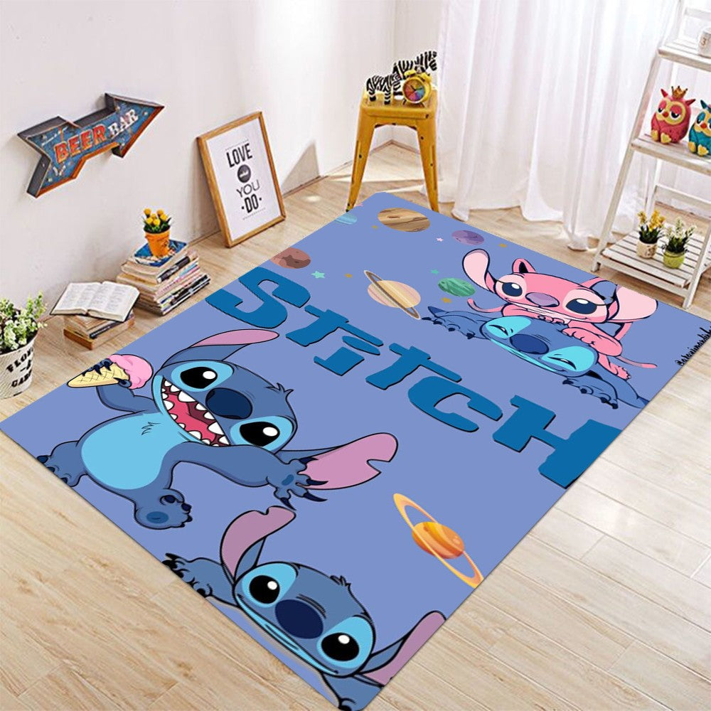 MINISO Disney Cartoon Carpet Stitch Pattern Non Slip Rugs for Kids Bedroom Bedside Home Decor Baby Crawling Floor Mats Washable