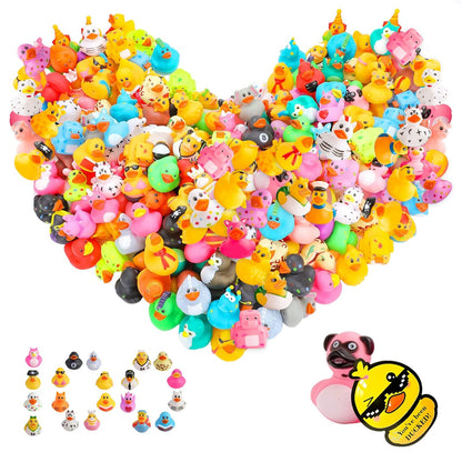 1-100pcs Rubber Ducks in Bulk,Assortment Duckies for Jeep Ducking Floater Duck Bath Toys Party Favors