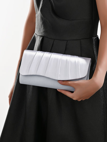 Ladies Dinner Bag Pleated Solid Color Clutch Party Dinner Wedding Light Luxury Envelope Evening Bag for Prom, Dinner/Banquet