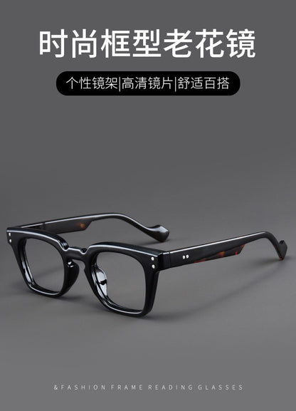 new square frame reading glasses retro printing glasses frame men women high-definition presbyopia glasses farsighted glasses